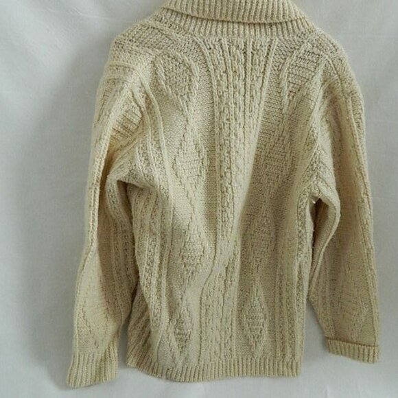 1960's Pendleton Heavy 100% Virgin Wool Mens Creame Cardigan Sweater Size L USA - Picture 5 of 6